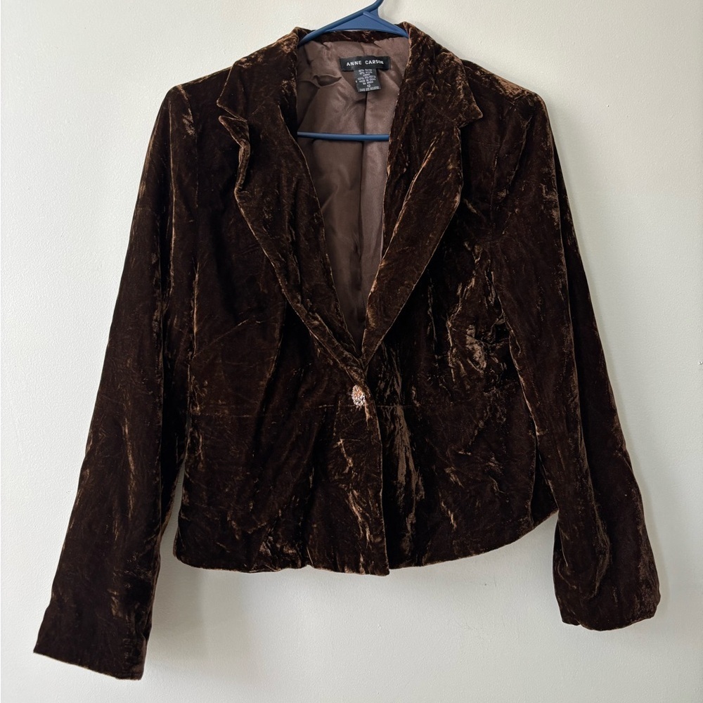 Y2K Fairycore Brown Velvet Veloir Jacket Fairy Indie Whymsigoth Medium Blazer - Picture 3 of 11